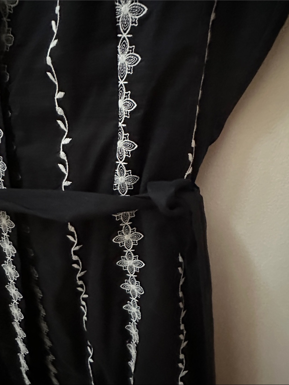 Anne Carson Black Dress with White Embroidered Stripes - Picture 4 of 15